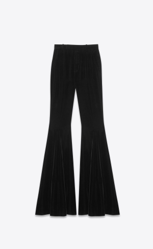 YSL Flared Pants In Cupro Velvet Svarta | XMV768304