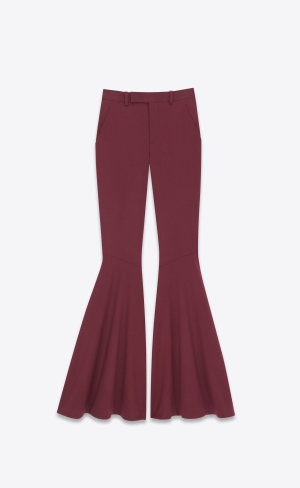 YSL Flared Pants In Gabardine Vinröda | FKJ604578