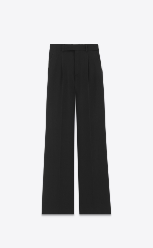 YSL Flared Pants In Grain De Poudre Svarta | TRB635740