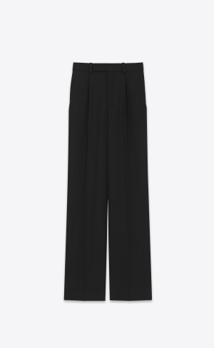 YSL Flared Pants In Grain De Poudre Svarta | ZUS653214