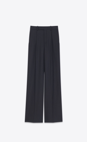YSL Flared Pants In Randig Ull Blå | IUY125089