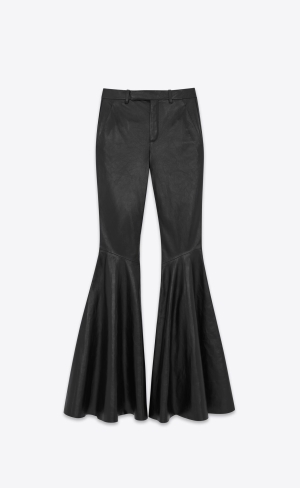 YSL Flared Pants In Shiny Lambskin Svarta | FPE635014