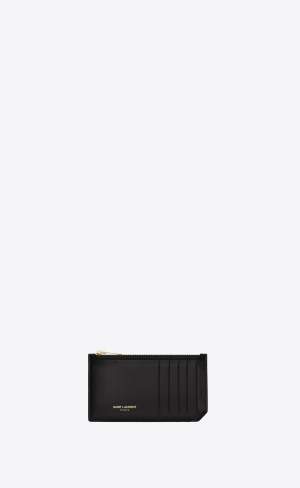 YSL Fragments Zipped Card Case In Smooth Läder Svarta | BNV320148