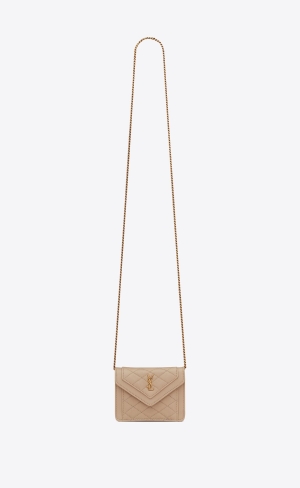 YSL Gaby Micro In Quiltad Lambskin Mörkbeige | BRZ490631