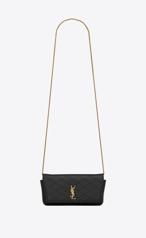 YSL Gaby Phone Holder In Quiltad Läder Svarta | HEX790213