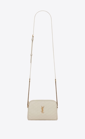 YSL Gaby Zipped Pouch In Quiltad Lambskin Blanc Vintage | QJE387265