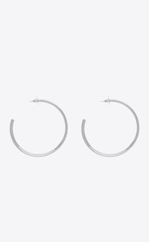 YSL Heart Hoop Earrings In Metal Svarta | RUQ542176