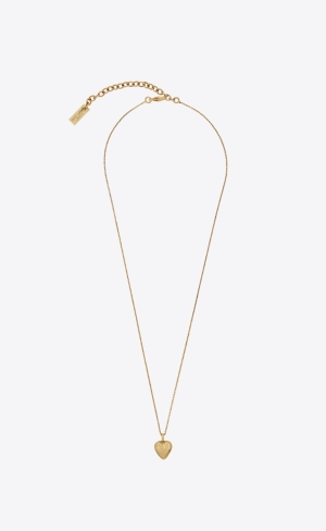YSL Heart Pendant Necklace In Metal Guld | CPS896530
