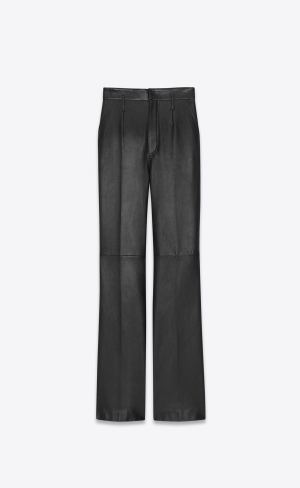 YSL High Waisted Pants In Lambskin Svarta | VSB942310