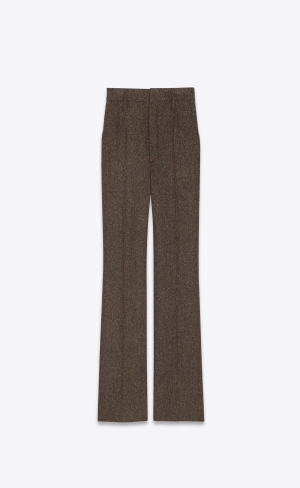 YSL High-waisted Pants In Chevron Tweed Moka | QSD173265