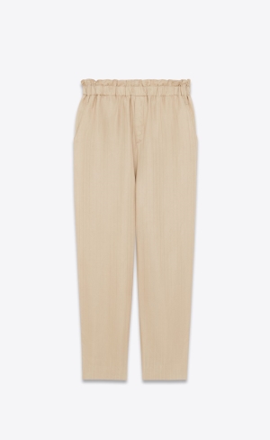 YSL High-waisted Pants In Matte And Shiny Randig Silk Sable | BPI275946