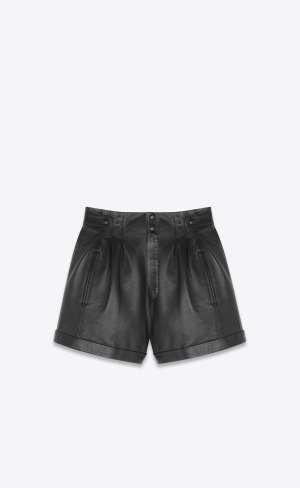 YSL High-waisted Shorts In Lambskin Svarta | PHF065294