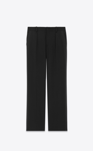 YSL High-waisted Tuxedo Pants In Grain De Poudre Svarta | WUI513287