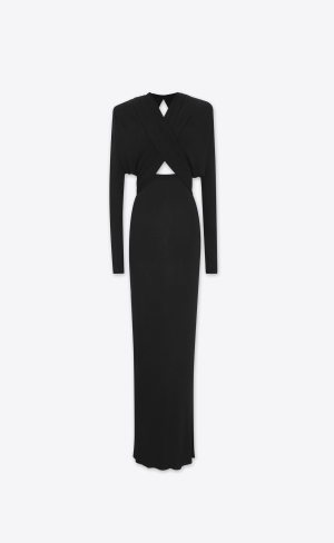 YSL Hooded Klänning In Crepe Jersey Svarta | ZEU745986