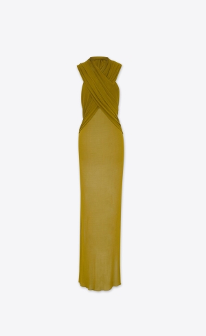 YSL Hooded Klänning In Crepe Jersey Vert Dore | XCN753602