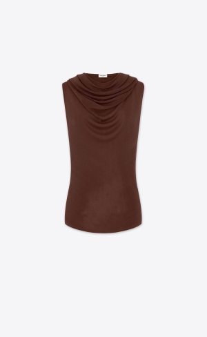 YSL Hooded Top In Knit Chocolat | WMX157496