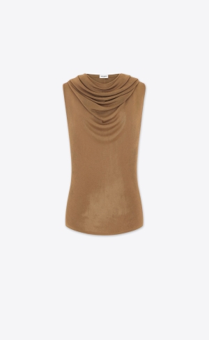 YSL Hooded Top In Knit Noisette | VEM590271