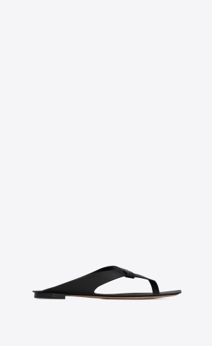 YSL Isla Platta Sandals In Smooth Läder Noir | HJW156094
