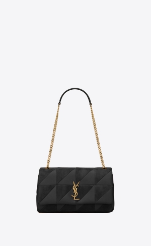 YSL Jamie Medium Chain Bag "Carré Rive Gauche" In Lambskin And Mocka Svarta | AIK354912