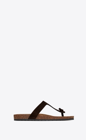 YSL Jimmy Platta Sandals In Mocka Chocolat | SCB421960