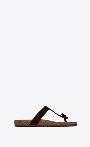 YSL Jimmy Platta Sandals In Mocka Chocolat | TLY163078