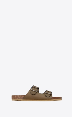 YSL Jimmy Platta Sandals In Smooth Läder Tundra | VCS321490
