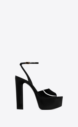 YSL Jodie Platform Sandals In Lack Läder Svarta | GRN086391