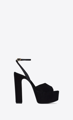 YSL Jodie Platform Sandals In Velvet Svarta | JND812574