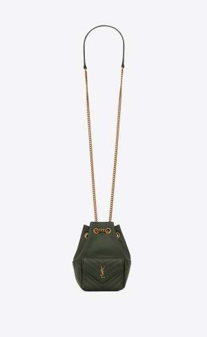 YSL Joe Mini Bucket Bag In Quiltad Lambskin Vert Fonce | OVA513624