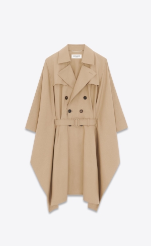 YSL Kaftan Trench Coat In Bomull Sable | ZAX501647