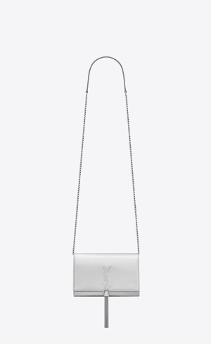 YSL Kate Chain Wallet In Mirrored Läder Silver | WZC718543