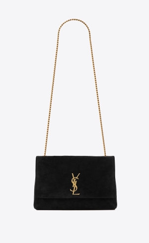 YSL Kate Medium Reversible Chain Bag In Mocka And Smooth Läder Svarta | CVP165739