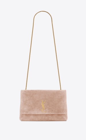 YSL Kate Medium Supple/Reversible Chain Bag In Shiny Läder And Mocka Bruna | VLU276308