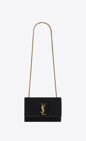 YSL Kate Small Supple/Reversible Chain Bag In Mocka And Läder Svarta | FED982367