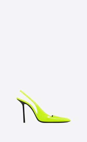 YSL Kiss Slingback Pumps In Lack Läder Jaune Fluo | MDV356791