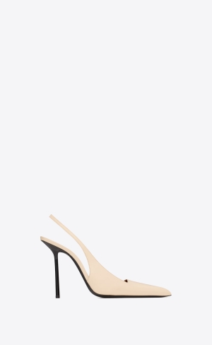 YSL Kiss Slingback Pumps In Shiny Läder Coquille | IGX874609