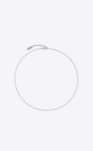 YSL Korta Rectangular Chain Necklace In Metal Silver | DLH105296