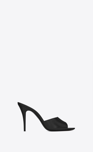 YSL La 16 Mules In Smooth Läder Svarta | OVY748632