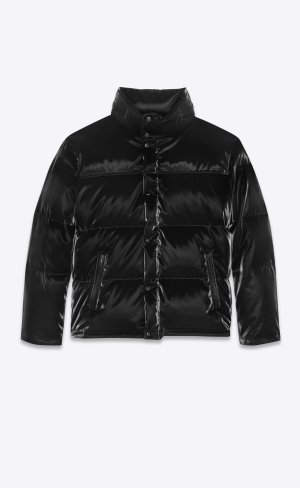 YSL Lacquered-effect Oversized Down Jacket Noir | HIC210784