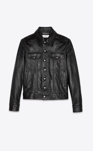 YSL Lambskin Denim Jacket Svarta | SPA508473