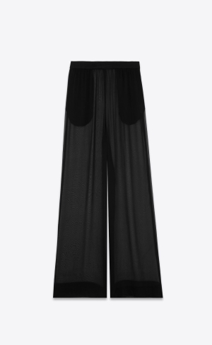 YSL Large Pants In Crepe Muslin Svarta | YTS927058