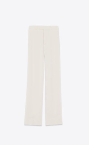 YSL Large Pants In Crepe Satin Craie | QMG508129