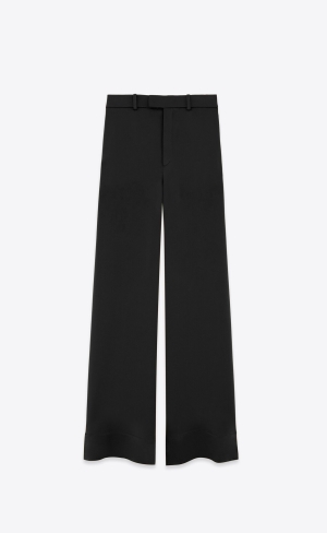 YSL Large Pants In Crepe Satin Svarta | INK058697