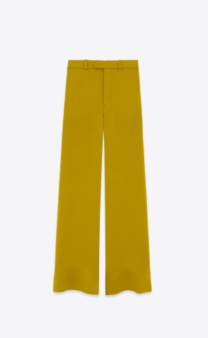 YSL Large Pants In Crepe Satin Vert Mousse | NHR683914
