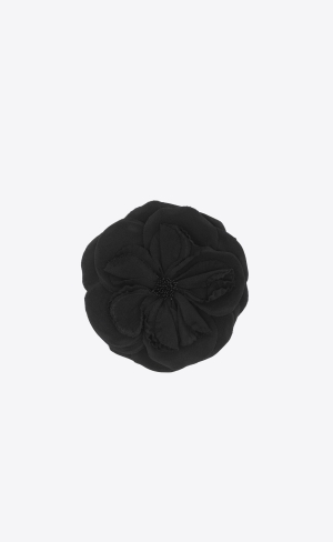YSL Large Wild Flower Brooch In Jersey Svarta | SYC046537