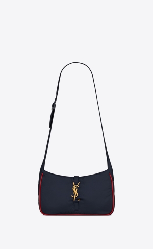 YSL Le 5 À 7 Crossbody Bag In Econyl® Regenerated Nylon Marinblå | ESL951623