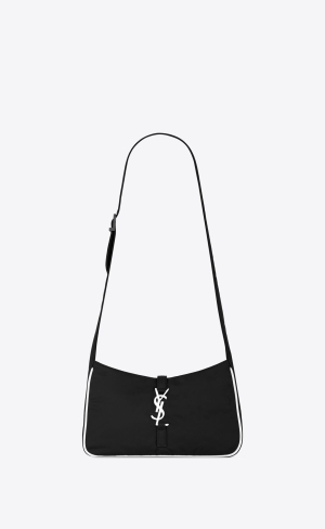 YSL Le 5 À 7 Crossbody Bag In Econyl® Regenerated Nylon Svarta Vita | QNH065387