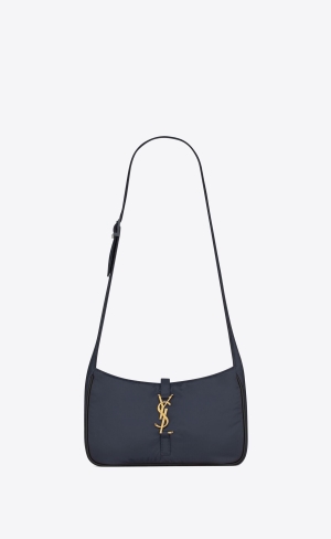 YSL Le 5 À 7 Crossbody Bag In Econyl® Regenerated Nylon Marinblå Svarta | VFE498351