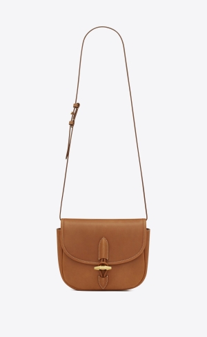 YSL Le Caban Satchel In Vegetable-tanned Läder Mörkröda | PEY837401