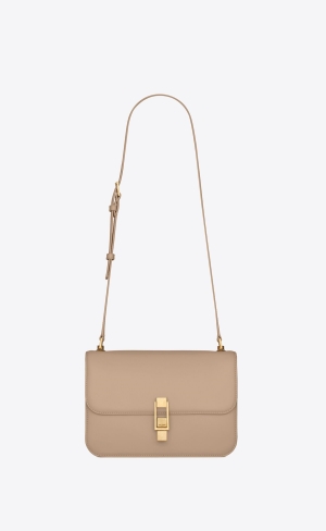 YSL Le Carré Satchel In Box Saint Laurent Läder Mörkbeige | DCI514306
